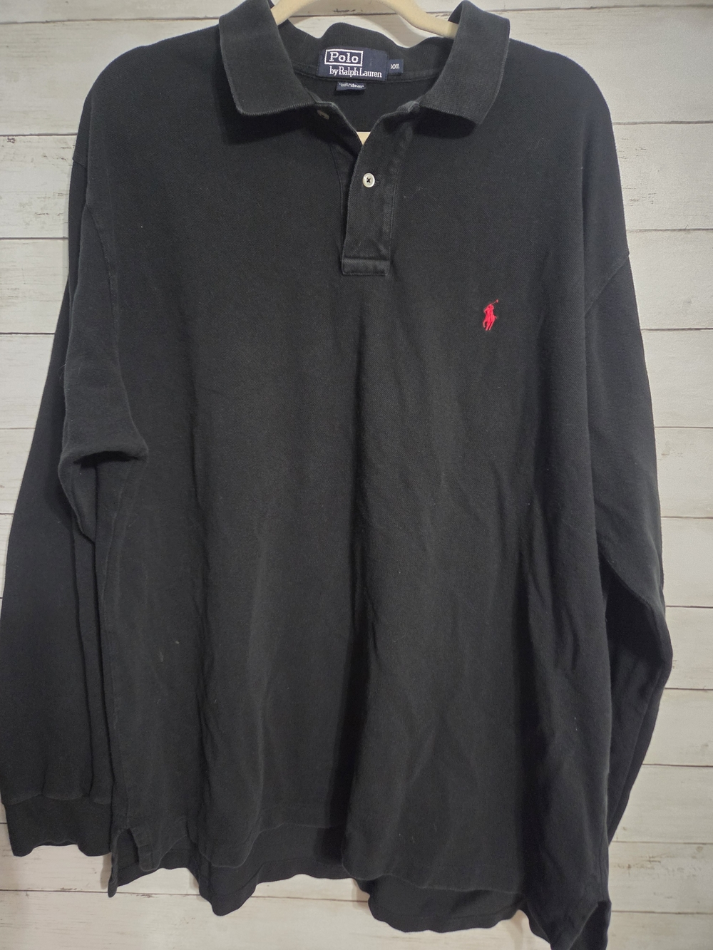 Polo by Ralph Lauren Black Long-Sleeve Polo Shirt - Red Pony Sz XXL